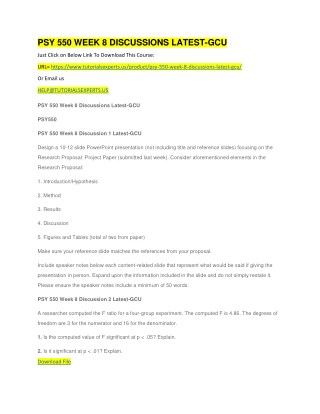 PSY 550 WEEK 8 DISCUSSIONS LATEST-GCU