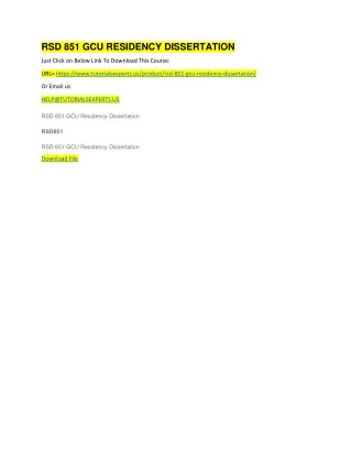 RSD 851 GCU RESIDENCY DISSERTATION