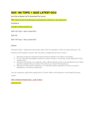 SOC 100 TOPIC 1 QUIZ LATEST-GCU