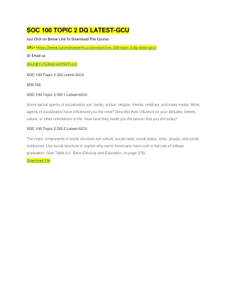 SOC 100 TOPIC 2 DQ LATEST-GCU