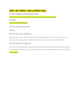 SOC 100 TOPIC 4 DQ LATEST-GCU