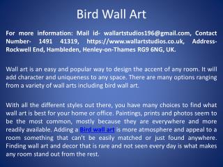 Bird wall art