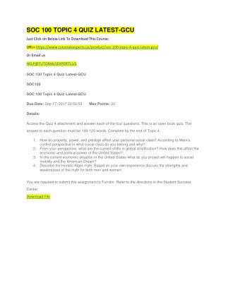 SOC 100 TOPIC 4 QUIZ LATEST-GCU