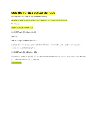SOC 100 TOPIC 5 DQ LATEST-GCU