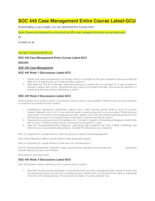 SOC 445 Case Management Entire Course Latest-GCU