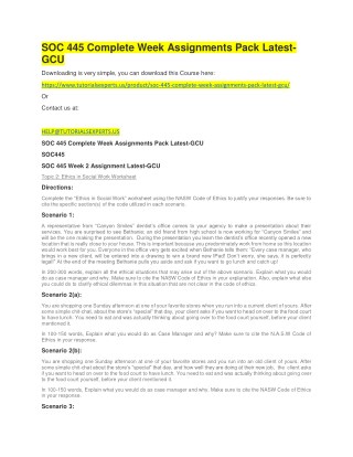 SOC 445 Complete Week Assignments Pack Latest-GCU