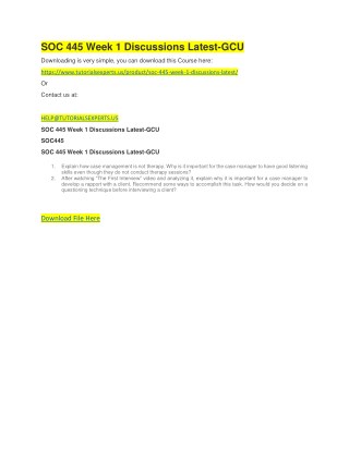 SOC 445 Week 1 Discussions Latest-GCU