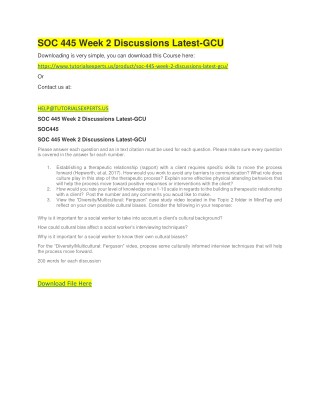 SOC 445 Week 2 Discussions Latest-GCU