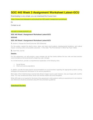 SOC 445 Week 3 Assignment Worksheet Latest-GCU