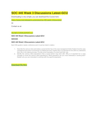 SOC 445 Week 3 Discussions Latest-GCU
