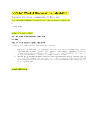 SOC 445 Week 4 Discussions Latest-GCU