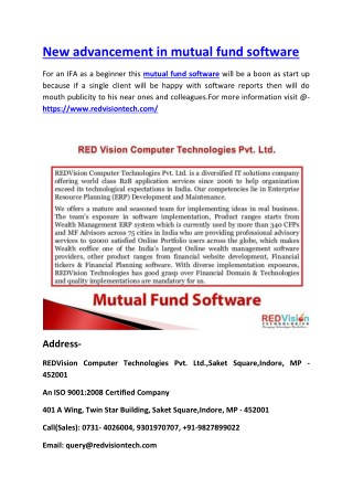 New advancement in mutual fund software