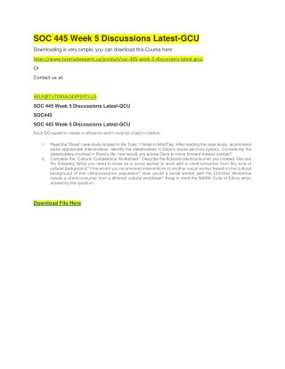 SOC 445 Week 5 Discussions Latest-GCU