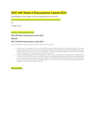 SOC 445 Week 6 Discussions Latest-GCU