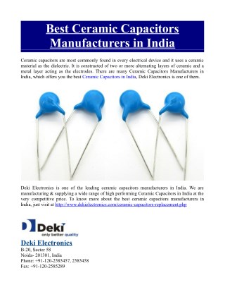 Best Ceramic Capacitors Manufacturers in India