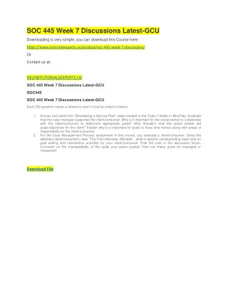 SOC 445 Week 7 Discussions Latest-GCU