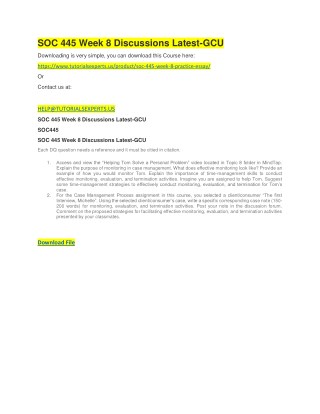 SOC 445 Week 8 Discussions Latest-GCU