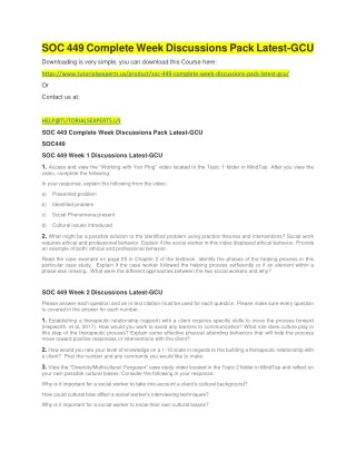 SOC 449 Complete Week Discussions Pack Latest-GCU