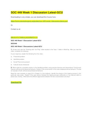 SOC 449 Week 1 Discussion Latest-GCU