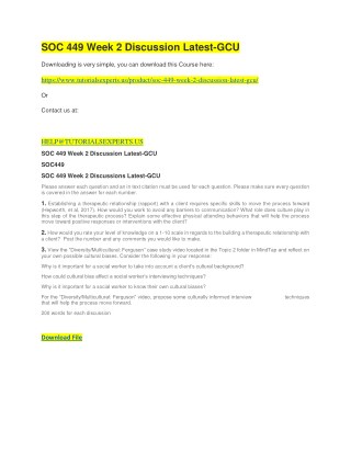 SOC 449 Week 2 Discussion Latest-GCU