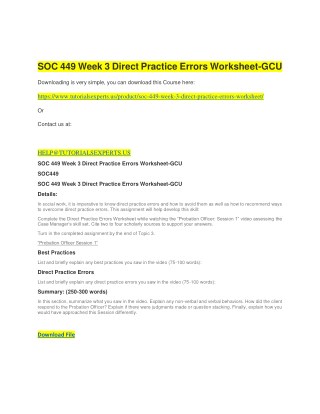SOC 449 Week 3 Direct Practice Errors Worksheet-GCU