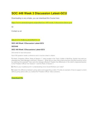 SOC 449 Week 3 Discussion Latest-GCU