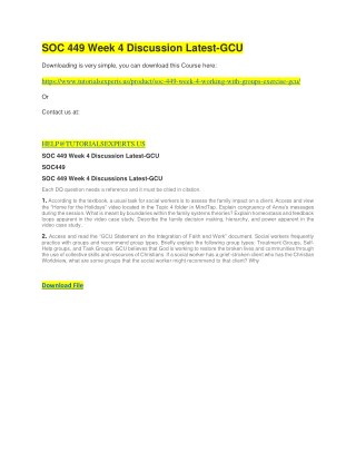 SOC 449 Week 4 Discussion Latest-GCU