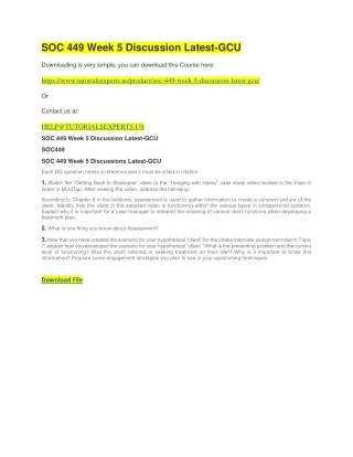 SOC 449 Week 5 Discussion Latest-GCU