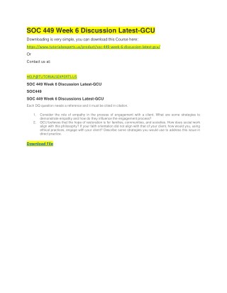 SOC 449 Week 6 Discussion Latest-GCU