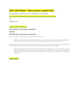 SOC 449 Week 7 Discussion Latest-GCU
