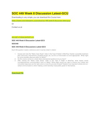 SOC 449 Week 8 Discussion Latest-GCU