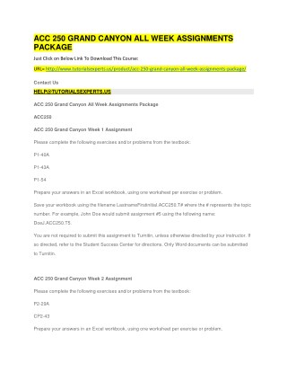 ACC 250 GRAND CANYON ALL WEEK ASSIGNMENTS PACKAGE