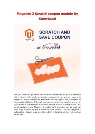 Magento 2 Scratch Coupon Extension by Knowband