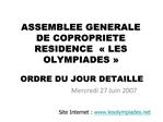 ASSEMBLEE GENERALE DE COPROPRIETE RESIDENCE LES OLYMPIADES