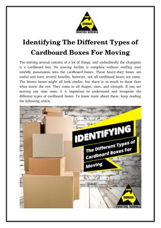 Identifying The Different Types of Cardboard Boxes For Moving