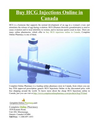 Buy HCG Injections Online in Canada