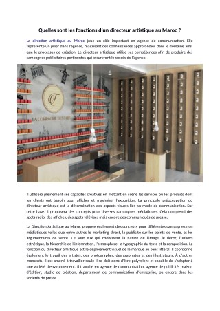 Quelles sont les fonctions dâ€™un directeur artistique au Maroc