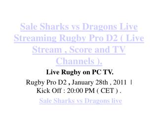 sharks vs dragons live streaming rugby pro d2 ( live st