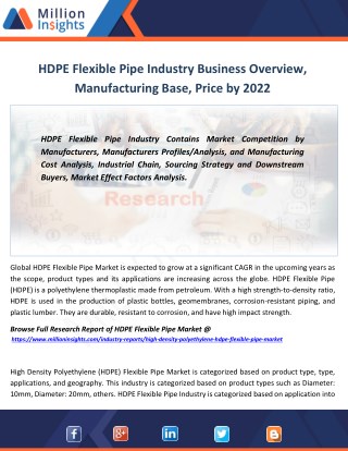 HDPE Flexible Pipe Industry Production, Revenue, Demand, Gross Margin Forecast 2022