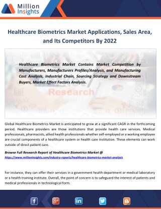 Healthcare Biometrics Market Concentration Rate, Top 5 Manufacturers, Competitive Situation By 2022