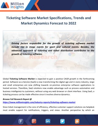 Ticketing Software Market Specifications, Trends and Market Dynamics Forecast to 2022