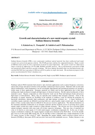 Growth and characterization of a new metal-organic crystal: Sodium thiourea bromide