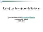 Les cahiers de r citations