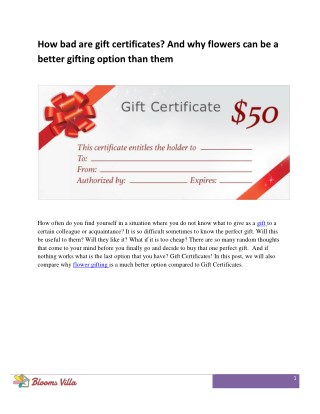 How bad are gift certificates? And why flowers can be a better gifting option than them