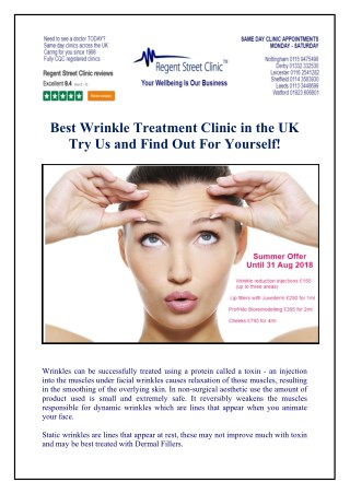 Best Wrinkle Treatment Clinic in the UK Try Us and Find Out For Yourself!