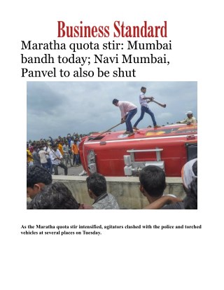 Maratha quota stir: Mumbai bandh today; Navi Mumbai, Panvel to also be shutÂ 