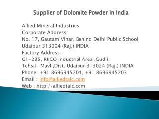 Supplier of Dolomite Powder in India