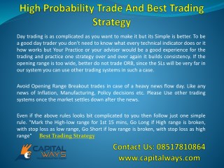 High Probability Trade And Best Trading Strategy