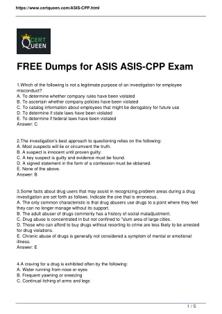 2018 CertQueen ASIS-CPP Questions and Answers