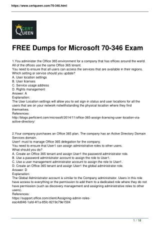 CertQueen Microsoft 70-346 Exam Dumps